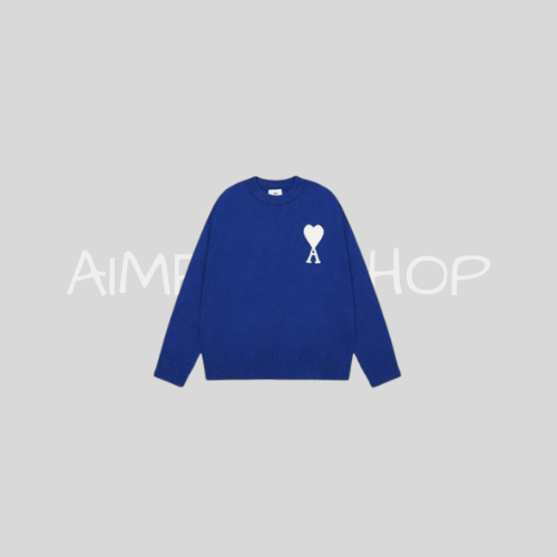Knitted Ami Sweater Blue White