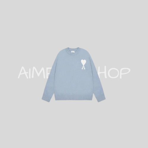 Knitted Ami Sweater Light Blue